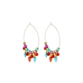Christmas hoop earrings with colorful metallic beads and holiday ornaments variant - Colorful Bell Hoops