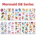 Set di 10 tatuaggi temporanei a sirena per bambini con creature marine e colori brillanti - Serie Sirena DB