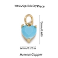 Golden heart-shaped turquoise stone pendant charm with devil's eye zircon detail for DIY jewelry - Cx134-7 / 18K Gold