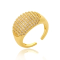 Adjustable golden copper ring featuring micro-pave set sparkling cubic zirconia - Adjustable Open / Micro-pave Zirconia Style (J1475)