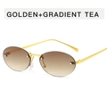 Gafas de sol ovaladas sin montura para mujer con marco dorado y lentes degradadas té - Té Degradado