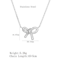 Silver stainless steel bow necklace with 45+5cm chain for a minimalist aesthetic - LN1950 / Silver