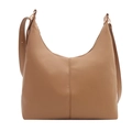 Borsa a spalla Hobo minimalista in pelle marrone con forma a mezzaluna e dettagli oro - Cachi