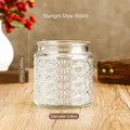 500ml glass storage jar with vintage star relief pattern and airtight bamboo lid - Starry Pattern / 500ml