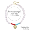 Multilayer irregular baroque pearl necklace with heart pendant and colorful beads - Gold Hollow Heart Vintage Pearl Necklace