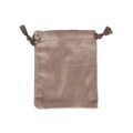 Brown velvet jewelry pouch with drawstring closure for storage and packaging - Khaki