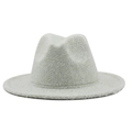 Beige faux fur fedora hat with a wide brim and classic indented crown for autumn wear - M(56-58CM) Adjustable / Light Green