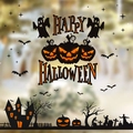 Halloween static window sticker featuring pumpkin lanterns, ghosts and bats silhouette - Silhouette Pumpkin Lantern(HY-W003)