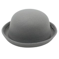 Chapeau melon classique en feutre gris avec bord roulé pour enfants et adultes, vue studio - Gris clair