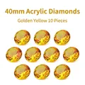 Set of ten 40mm golden acrylic diamonds with faceted cut for jewelry decoration - 40mm (Golden Yellow)