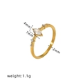 Golden titanium steel open ring with marquise-cut zircon and 1.1g lightweight design - US 7 / Marquise Main Stone Slender Style (HF-J1261) / Gold