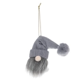 Gnomo di Natale grigio lavorato a maglia con campanellini per decorazione albero - A forma di campana / Grigio