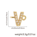 Gold plated letter V pendant with sparkling zircons and side rings for DIY jewelry - Letter V