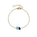 14K gold plated stainless steel bracelet with blue zircon rectangle and teardrop gems - 14K Gold / March Light Blue Square Royal Blue Teardrop