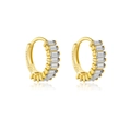 Elegant gold S925 sterling silver hoop earrings with rectangular clear cubic zirconia - 925 Silver / 18K Gold Plated White