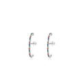 Rainbow curved stud earrings in S925 sterling silver with multicolored cubic zirconia - 925 Silver / Silver