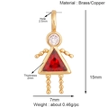 18K gold plated brass girl pendant with red and clear zircon stones for necklaces - Girl - Jan (Red)