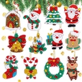 12-piece Christmas DIY 5D diamond painting keychain set featuring Santa and reindeer designs - QC049 Christmas Theme (12pcs) Single-sided