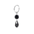 Boucle d'oreille en acier argenté avec zircone noire ronde et en forme de goutte - Noir (NR24111601-5)
