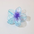 Elegant gradient blue-purple flower hair claw clip with shimmering glitter finish - Glitter Purple - 8cm