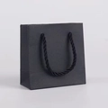 Mini minimalist black paper gift bag with matching woven rope handles for jewelry packing - 10x5x10cm / Special Black Card