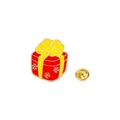 Christmas gift box enamel brooch pin with red finish and yellow bow decoration - Christmas Gift Box with Bow (CZ0858-6)