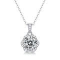 Classic 925 sterling silver necklace with one-carat moissanite petal pendant - (s925 Silver + Moissanite P11444-8.0 (promotional)) / Chain Length 40cm + 5cm (extension Chain)