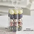 Set di 30 palline di Natale da 3cm argento e grigio in confezione regalo con nastro - 3cm Scatola con Nastro Multicolore Set da 30