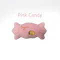 Plush squeaky pink candy toy for dogs with orange Sugar embroidery and lemon detail - Pink Candy