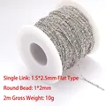 Silver stainless steel DIY chain with 1.5x2.5mm flat links and 1x2mm round beads - Cable Chain (E312) / 1.5*2.5mm (2 Meters/Pack) / Steel