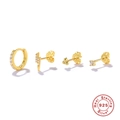 Golden S925 sterling silver ear stud set with lightning and zircon charms - Lightning and Geometric Combination / Gold