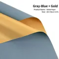 Two-tone blue and gold waterproof floral wrapping paper, 56x56cm size for bouquets - Gray Blue + Gold