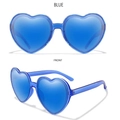 Blue heart-shaped sunglasses with translucent frames and matching lenses in a trendy style - Blue Frame / Blue Lens