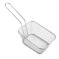 Panier à friture carré en acier inoxydable avec long manche et maille fine - Grand / Argent