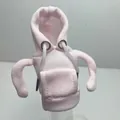 Pink mini hoodie car gear shifter cover with white drawstring and front pocket detail - New Pink