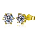 Classic six-prong 925 silver moissanite stud earrings in a brilliant golden finish - Classic / 0.5ct Moissanite / Gold