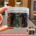 Barattolo di 800 elastici neri spessi per capelli in contenitore di plastica trasparente - Confezione in scatola / 14# Piccolo Nero Puro Ispessito (800 Pezzi)