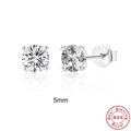 Classic S925 sterling silver 1 carat moissanite stud earrings with 5mm stone and 4-prong setting - Platinum-5mm-0.5ct (Gift Box Set)