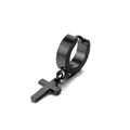 Fashionable black matte cross pendant earrings made of durable stainless steel - Square Cross / Earring (Pierced) / Black