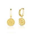Exquisite gold-plated S925 sterling silver drop earrings with mandala relief design - 9-Gold Mandala Round Tag
