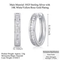 S925 silver 18K gold earrings with double row of rectangular moissanite stones - Tapered/E13373