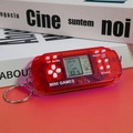 Transparent red mini Tetris handheld game console keychain with white buttons - Transparent Red