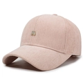 Pink herringbone baseball cap with metallic M logo and rhinestone details for women - Adjustable / Pink