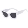 Gafas de sol de ojo de gato de moda con montura blanca y lentes negras estilo C6 - Montura blanca sólida lentes grises