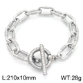 Bracelet chaîne industrielle argentée 10mm avec fermoir OT crâne, longueur de 210mm - Style Boucle OT (KB189688-Z) / Argenté