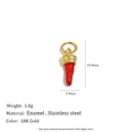 18K gold plated stainless steel cornicello pendant with red enamel and crown detail - Italian Horn / Chili Style (Cornicello)