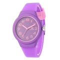 Fashionable purple silicone quartz watch with jelly color strap and pink numerals - Purple