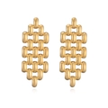 Detailed view of irregular geometric gold plated stainless steel chain link earrings - Braided Chain / Gold - Braided Chain Rhombus