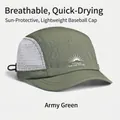Army green 5-panel baseball cap with white mesh and adjustable outdoor toggle cord - Adjustable (55-59cm) / Army Green