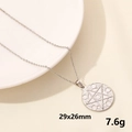 Silver pentagram moon pendant necklace with minimalist sun and star engraved metal disc - Large Pentagram Disc Pendant / Silver